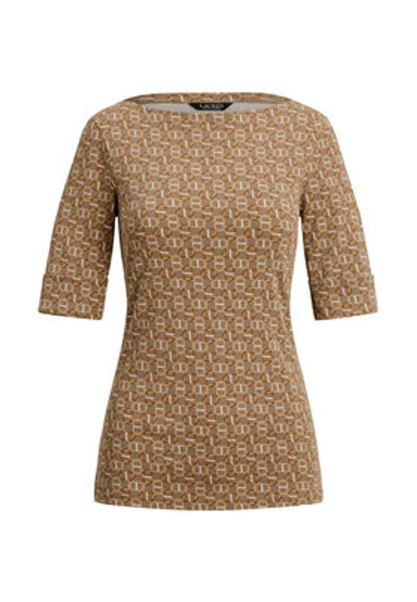 Lauren Ralph Lauren - LAUREN RALPH LAUREN Bluzka 200980042001 Beżowy Slim Fit. Kolor: beżowy. Materiał: bawełna
