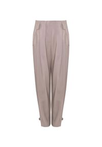 CATERINA - Beżowe spodnie z luźnymi nogawkami. Kolor: beżowy. Materiał: guma. Styl: elegancki #1