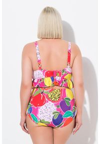 ULLA POPKEN - Damskie Bikini owoce miękkie miseczki regulowane ramiączka z recyklingu. Kolekcja: plus size. Kolor: różowy. Materiał: poliester, elastan, poliamid, materiał