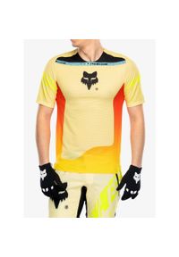 FOX - Koszulka rowerowa męska Fox Flexair SS Jersey Elevated. Kolor: żółty. Materiał: jersey