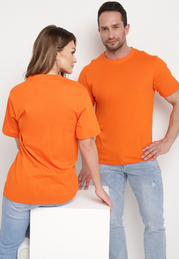 Born2be - Pomarańczowa Koszulka Avonmora. Kolor: pomarańczowy. Materiał: dzianina, bawełna, jeans. Długość rękawa: krótki rękaw. Długość: krótkie. Wzór: gładki