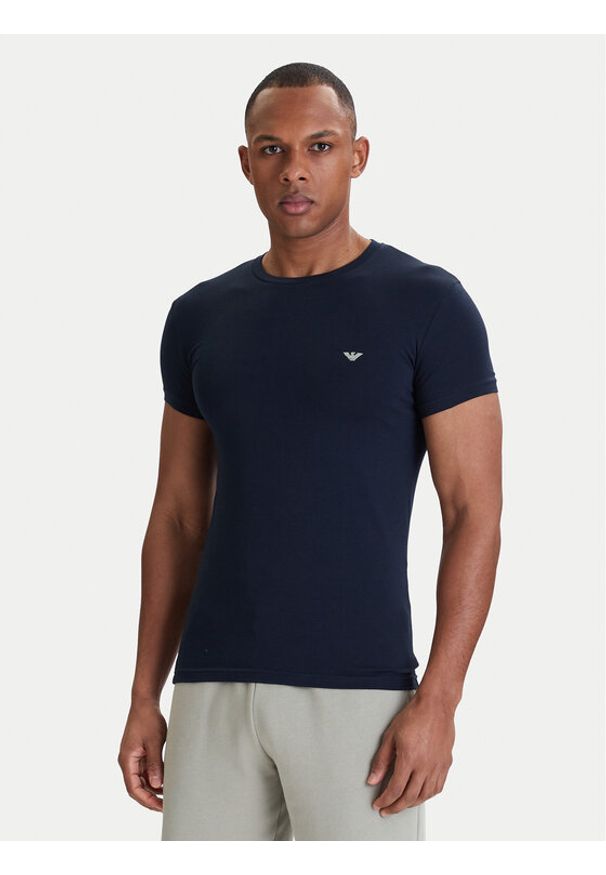 Emporio Armani Underwear T-Shirt EM000375 AF18891 UB102 Granatowy Slim Fit. Kolor: niebieski. Materiał: bawełna