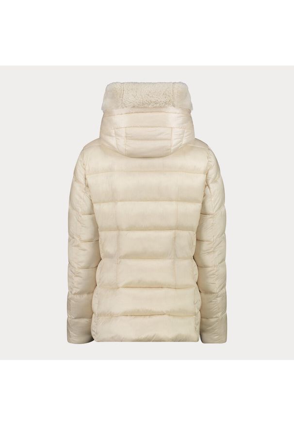 Damska kurtka z kapturem CMP. Typ kołnierza: kaptur. Kolor: beżowy. Materiał: puch. Sport: narciarstwo