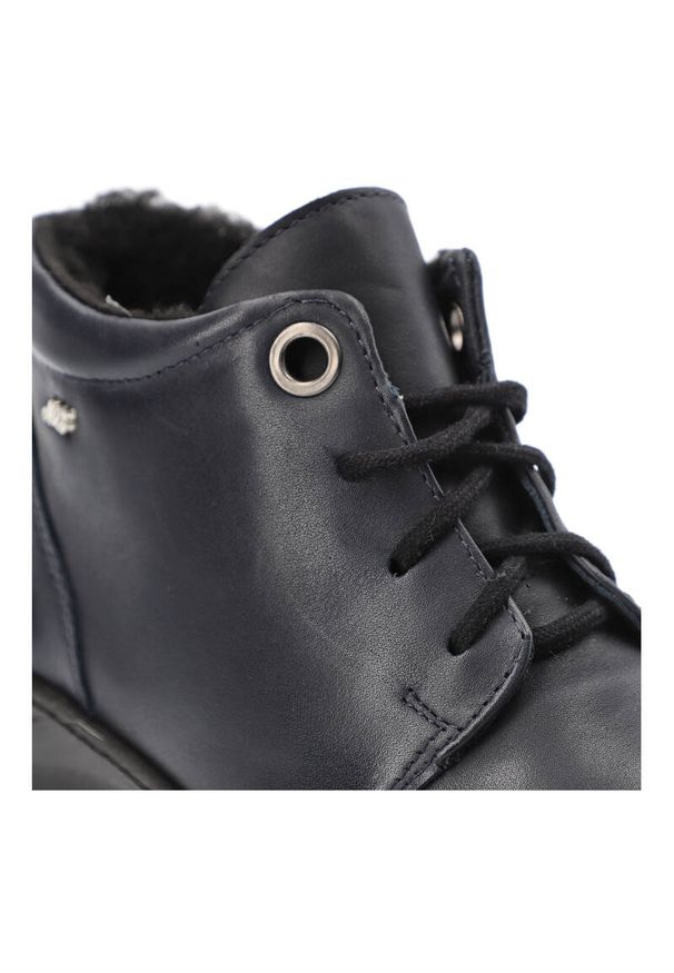 Granatowe Trzewiki Armodo Ocieplane Buty Damskie. Okazja: na co dzień. Kolor: niebieski. Materiał: syntetyk, skóra, futro. Styl: casual, elegancki