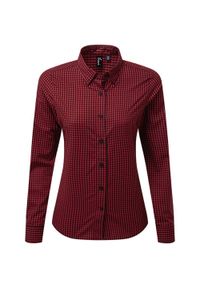 PREMIER - Damska Koszula Z Długim Rękawem Maxton W Kratę. Okazja: na co dzień. Kolor: czerwony, wielokolorowy, czarny. Długość rękawa: długi rękaw. Długość: długie. Styl: casual #1