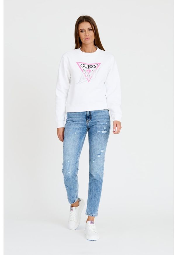 Guess - GUESS Biała bluza Cn Icon. Kolor: biały