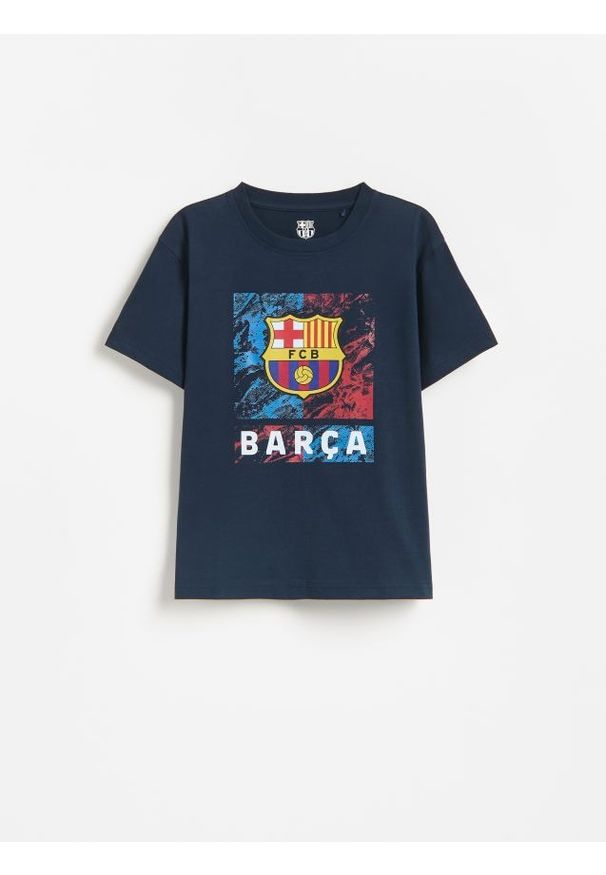 Reserved - T-shirt FC Barcelona - granatowy. Kolor: niebieski. Materiał: bawełna, dzianina