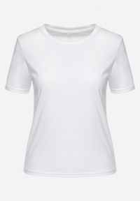Born2be - Biały Gładki T-shirt z Krótkim Rękawem Elldora. Okazja: na co dzień. Kolor: biały. Materiał: bawełna, jeans. Długość rękawa: krótki rękaw. Długość: krótkie. Wzór: gładki. Styl: casual #5