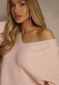 Renee - Jasnoróżowy Sweter z Dodatkiem Kaszmiru i Trójkątnym Dekoltem Silefera. Okazja: na co dzień. Kolor: różowy. Materiał: kaszmir. Styl: casual, elegancki #3