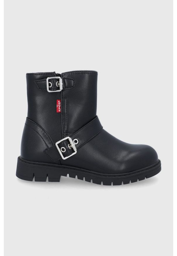 Levi's® - Levi's Botki dziecięce kolor czarny. Okazja: na spotkanie biznesowe. Nosek buta: okrągły. Kolor: czarny. Materiał: guma. Styl: biznesowy
