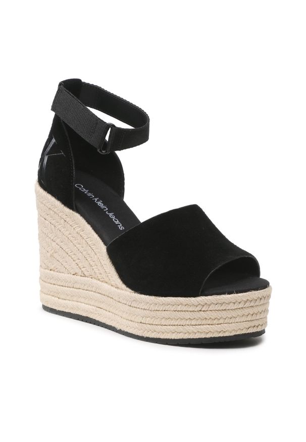 Espadryle Calvin Klein Jeans YW0YW00963 Black BDS. Kolor: czarny. Materiał: skóra, zamsz