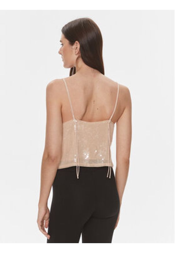 Calvin Klein Jeans Top J20J222615 Beżowy Regular Fit. Kolor: beżowy. Materiał: syntetyk