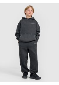 4f - 4F Spodnie dresowe joggery chłopięce - szare 134 (8-9 lat). Okazja: na co dzień. Kolor: szary. Materiał: dresówka. Wzór: ze splotem, nadruk, gładki. Sezon: lato. Styl: młodzieżowy, vintage, sportowy, casual #1