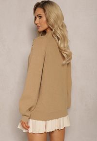 Renee - Beżowy Sweter Dzianinowy z Długim Rękawem i Guzikami Kithi. Kolor: beżowy. Materiał: dzianina. Długość rękawa: długi rękaw. Długość: długie #3