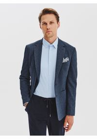 Pako Lorente - PAKO LORENTE - Granatowa marynarka w pepitkę z dzianiny. Kolor: niebieski. Materiał: dzianina. Sezon: jesień #7