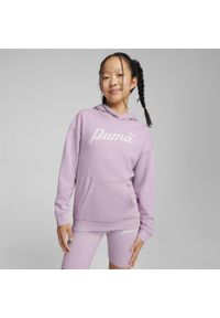 Bluza z kapturem Puma Ess Script Hoodie Tr G, Dzieci. Typ kołnierza: kaptur. Kolor: fioletowy. Materiał: materiał, bawełna