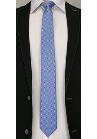 Męski Krawat w Biało-Granatowe Groszki - 6 cm - Angelo di Monti, Niebieski. Kolor: niebieski. Wzór: grochy #2