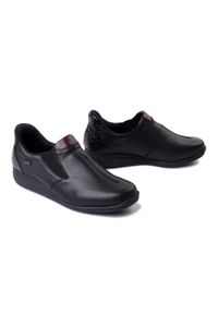 Rieker - RIEKER TEX 47253-00 black, półbuty damskie. Kolor: czarny. Materiał: guma, skóra