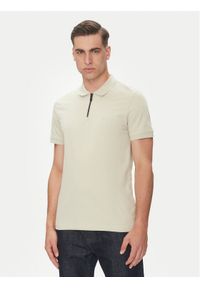BOSS Polo Passerzip 50537507 Beżowy Slim Fit. Typ kołnierza: polo. Kolor: beżowy. Materiał: bawełna