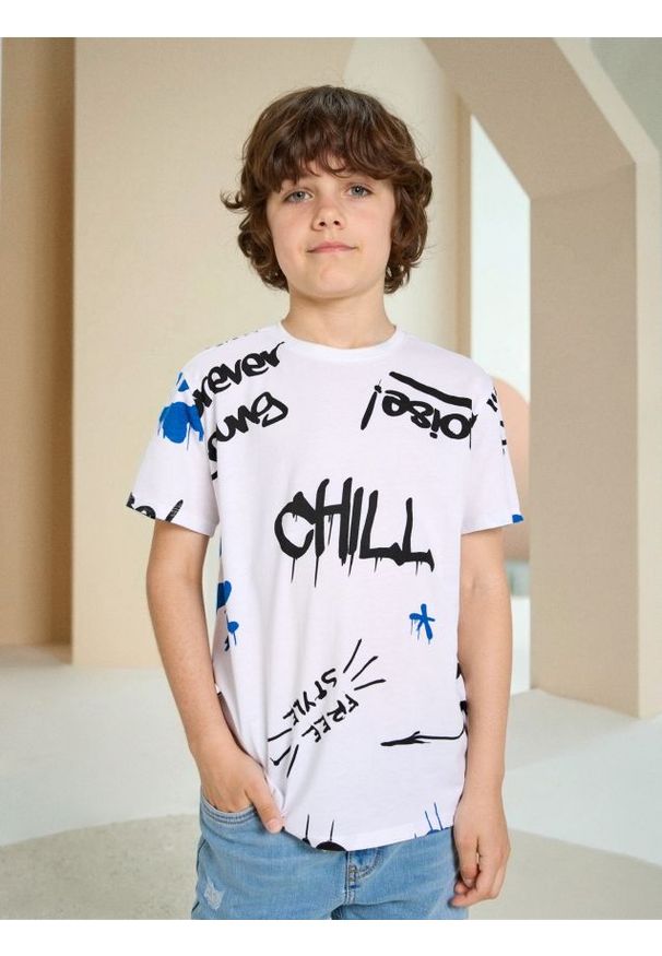 Sinsay - Koszulka - biały. Kolor: biały