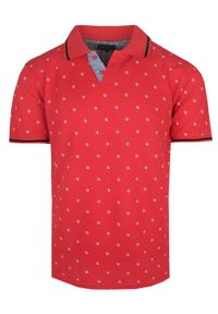 Koszulka Polo - Pako Jeans - Cynober (Chińska Czerwień), Drobny Wzór. Okazja: na co dzień. Typ kołnierza: polo. Kolor: czerwony. Materiał: bawełna. Wzór: nadruk. Styl: casual #1