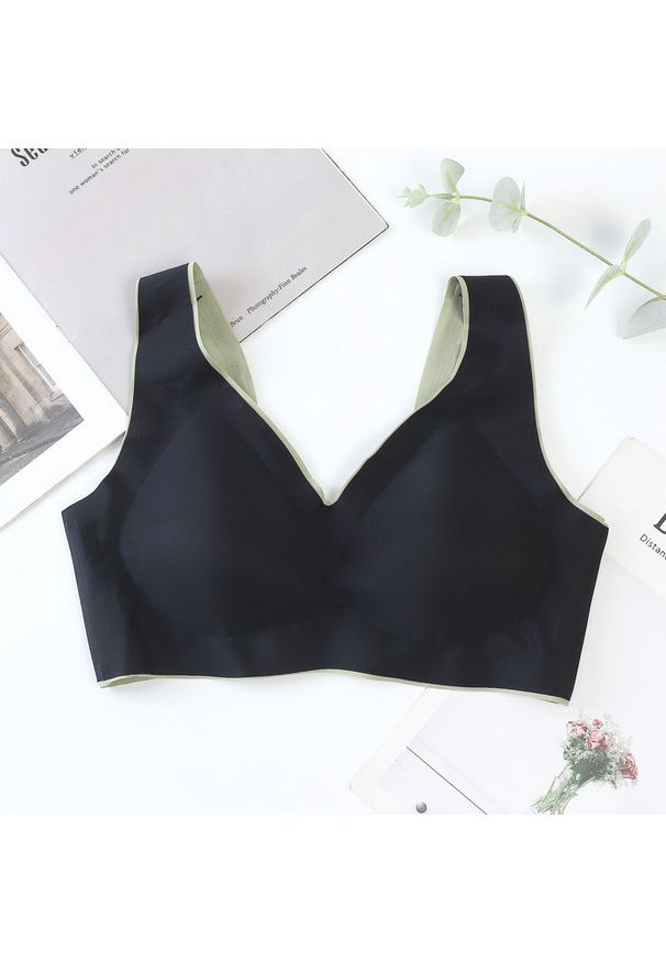 Intica - Bezszwowy biustonosz z miękkim wypełnieniem na co dzień i okazje Kyong. Kolor: czarny. Materiał: materiał