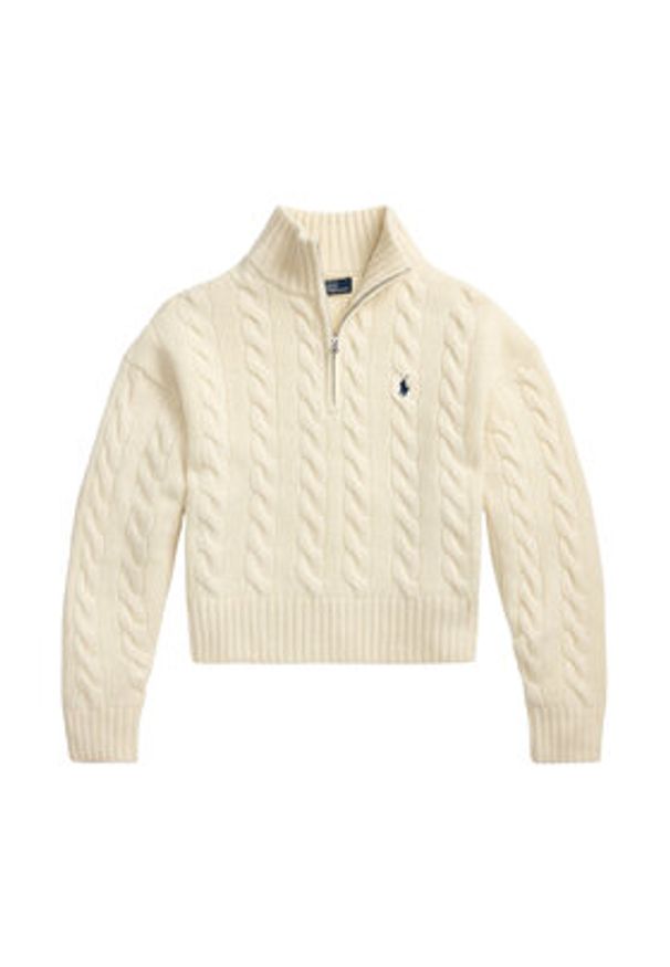 Polo Ralph Lauren Sweter 211972130003 Écru Relaxed Fit. Typ kołnierza: polo. Materiał: wełna