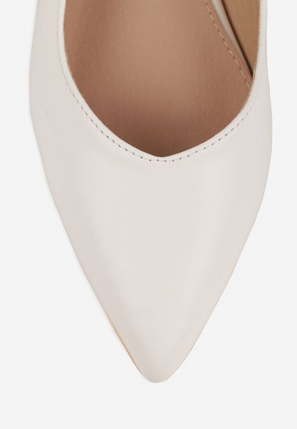 Renee - Białe Sandały Slingback Vices z Wkładką ze Skóry Naturalnej Galeresa. Okazja: na co dzień, do pracy, na spotkanie biznesowe. Zapięcie: pasek. Kolor: biały. Materiał: skóra. Obcas: na obcasie. Styl: casual, biznesowy, elegancki. Wysokość obcasa: niski