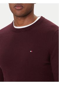 TOMMY HILFIGER - Tommy Hilfiger Sweter MW0MW28046 Bordowy Regular Fit. Kolor: czerwony. Materiał: bawełna
