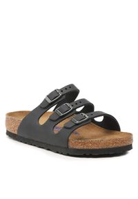 Birkenstock Klapki Florida 1011445 Czarny. Kolor: czarny. Materiał: skóra