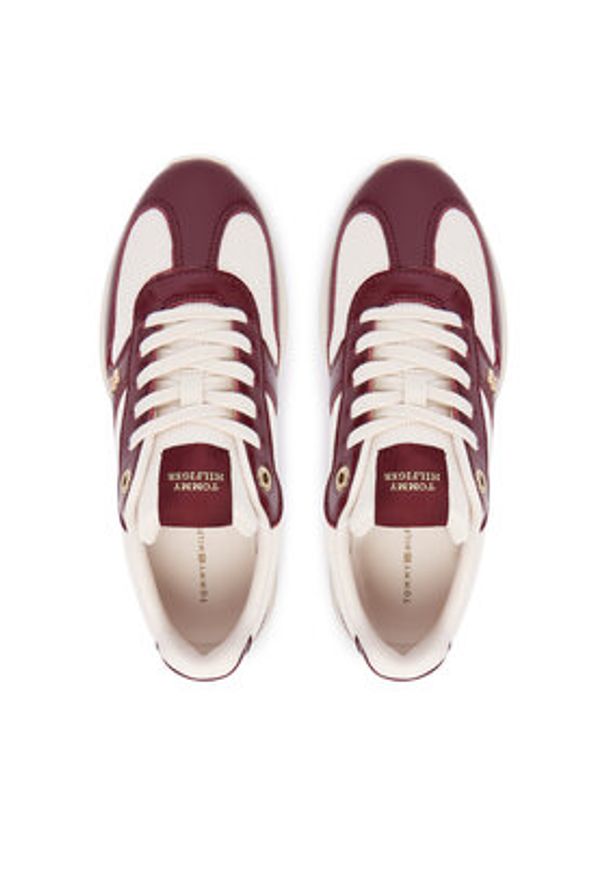 TOMMY HILFIGER - Tommy Hilfiger Sneakersy Modern Runner Shiny Leather FW0FW09413 Bordowy. Kolor: czerwony. Materiał: skóra