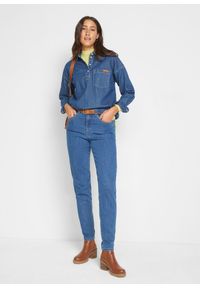 bonprix - Dżinsy Mom ze stretchem, high waist. Stan: podwyższony. Kolor: niebieski #2