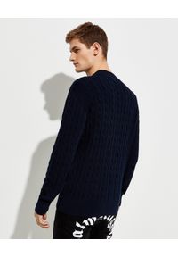 PALM ANGELS - Grantowy sweter Pirate Bear. Kolor: niebieski. Materiał: prążkowany, bawełna. Długość rękawa: długi rękaw. Długość: długie. Wzór: aplikacja. Styl: klasyczny