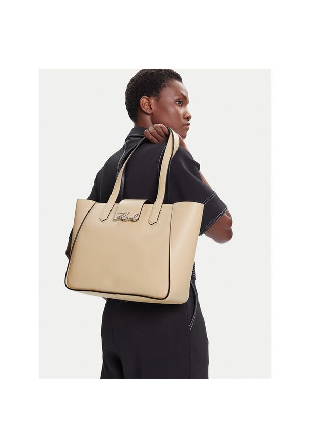 Karl Lagerfeld - Torebka KARL LAGERFELD. Kolor: beżowy