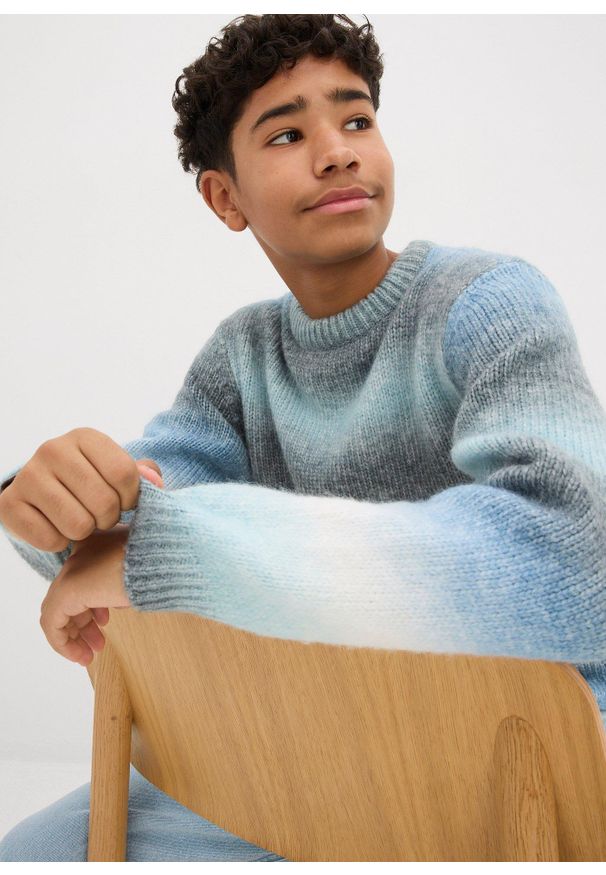 bonprix - Gruby sweter z efektem ombre. Kolor: szary