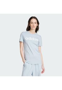 Adidas - T-shirt damski z logo adidas Essentials. Kolor: niebieski, wielokolorowy, biały. Sport: taniec, joga i pilates