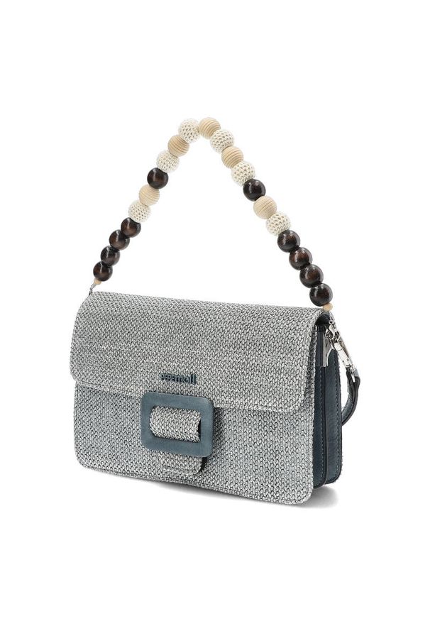Niebieska Elegancka Torebka Damska Pepe Moll. Kolor: niebieski. Wzór: aplikacja. Materiał: skórzane. Styl: elegancki