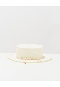 RUSLAN BAGINSKIY - Biały słomiany kapelusz. Kolor: biały. Materiał: materiał. Wzór: aplikacja #5