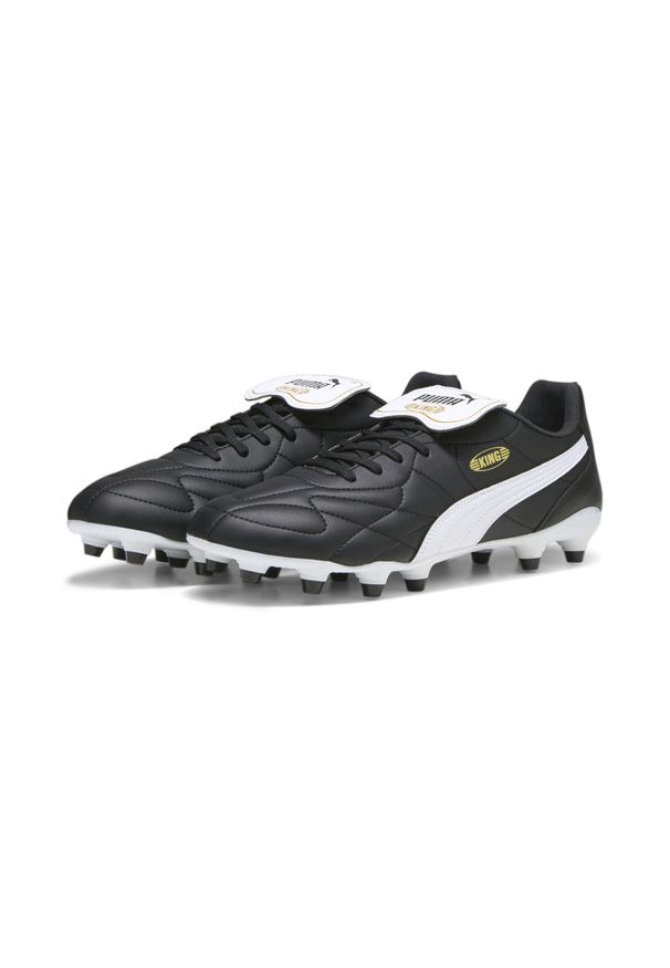 Buty piłkarskie Puma King Top FG/AG. Zapięcie: sznurówki. Kolor: żółty, biały, wielokolorowy, czarny. Materiał: materiał, skóra. Szerokość cholewki: normalna. Sport: piłka nożna