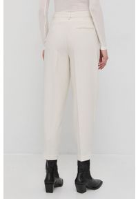 Bruuns Bazaar spodnie damskie kolor beżowy proste high waist. Stan: podwyższony. Kolor: beżowy. Materiał: poliester, materiał, wiskoza #4