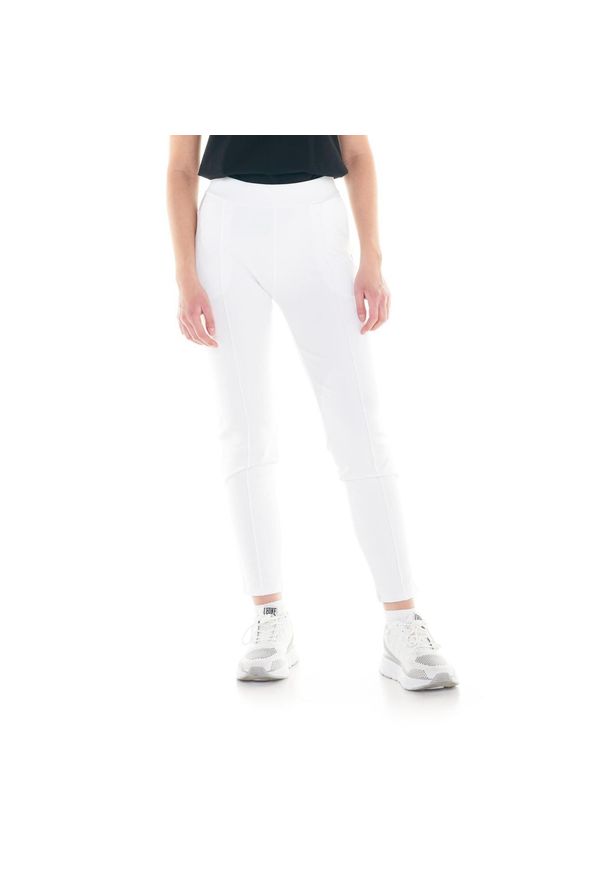 LEONE 1947 APPAREL - Damskie joggery ze ściągaczem Basic. Kolor: biały. Materiał: tkanina. Sport: fitness