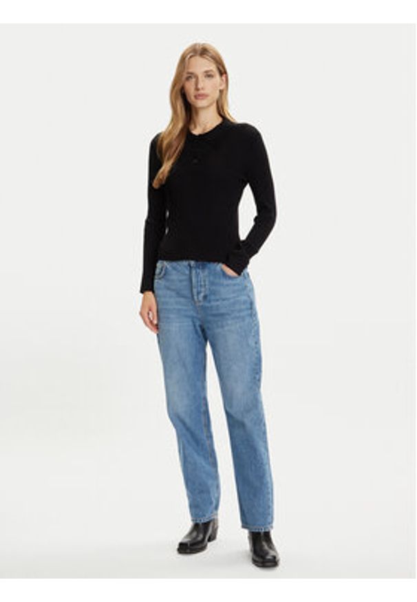 Vero Moda Sweter Siljerib 10336674 Czarny Slim Fit. Kolor: czarny. Materiał: wiskoza