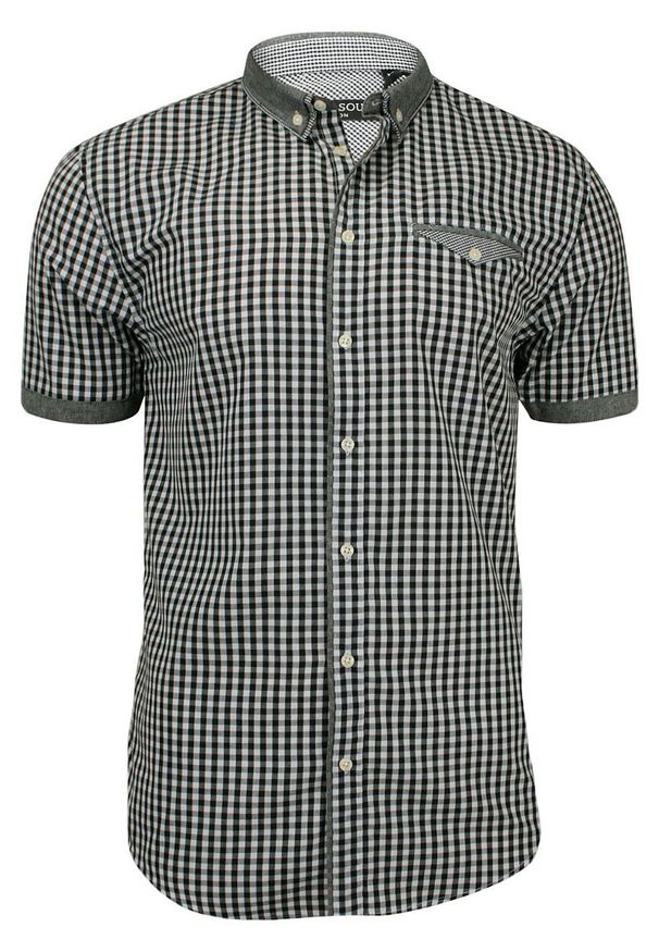 Koszula Męska w Drobną Kratkę. Krótki Rękaw, - BAWEŁNA - Brave Soul KSKCBRSSS18FEYZAblack. Typ kołnierza: button down. Materiał: poliester, bawełna. Długość rękawa: krótki rękaw. Długość: krótkie. Wzór: kratka. Sezon: wiosna, lato