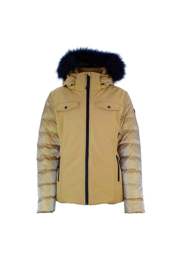 PEAK MOUNTAIN - Damska kurtka narciarska Peak Mountain Altus. Kolor: wielokolorowy, żółty, brązowy. Sezon: zima. Sport: narciarstwo