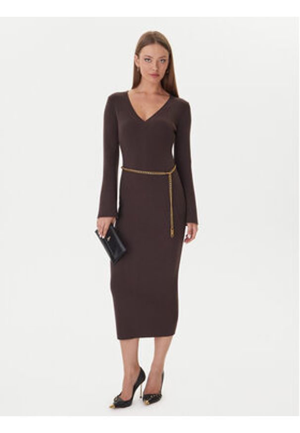 MICHAEL Michael Kors Sukienka dzianinowa MF5835G4VR Brązowy Slim Fit. Kolor: brązowy. Materiał: wełna