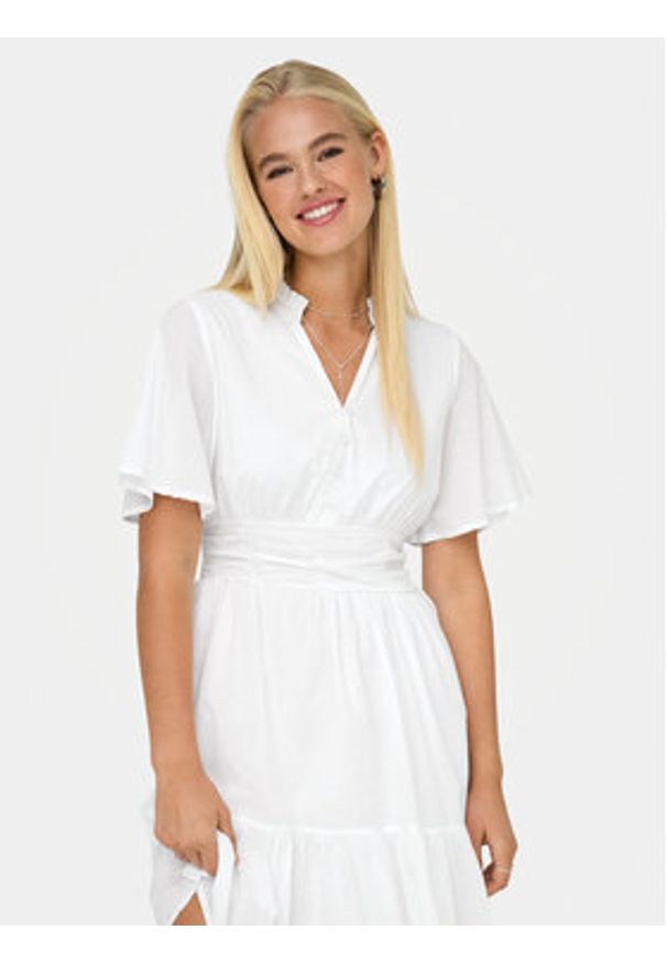 only - ONLY Sukienka codzienna Rarkel 15363615 Biały Regular Fit. Okazja: na co dzień. Kolor: biały. Materiał: bawełna. Typ sukienki: proste. Styl: casual