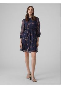 Vero Moda Sukienka codzienna Milla 10244553 Granatowy Regular Fit. Okazja: na co dzień. Kolor: niebieski. Materiał: syntetyk. Typ sukienki: proste. Styl: casual #4