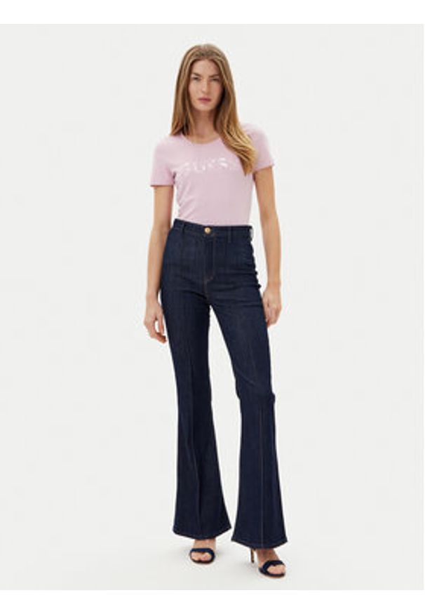 Guess T-Shirt W5GI17 J1314 Różowy Slim Fit. Kolor: różowy. Materiał: bawełna