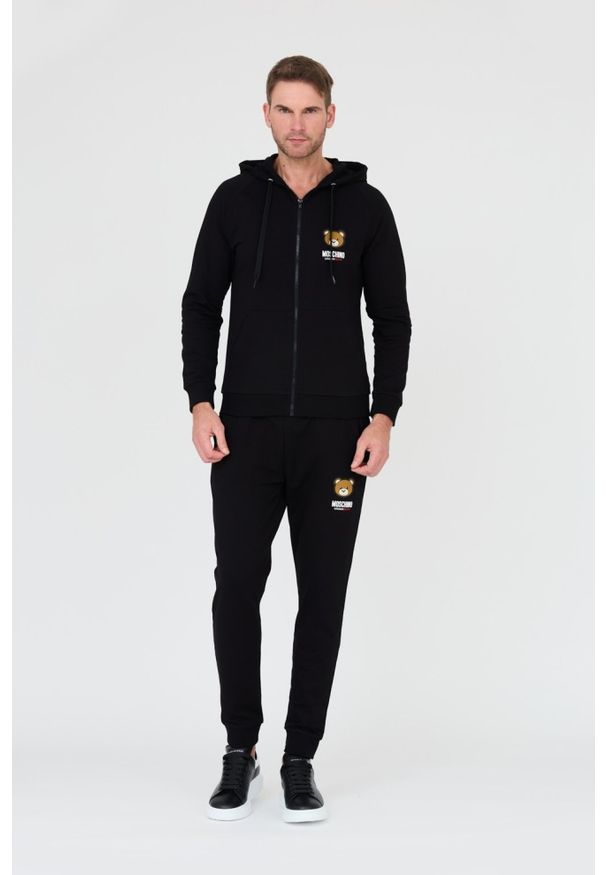 MOSCHINO Czarna męska bluza z kapturem, Rozmiar M. Typ kołnierza: kaptur. Kolor: czarny