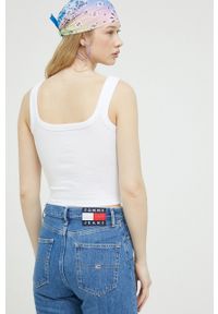 Hollister Co. top damski kolor biały. Kolor: biały. Materiał: materiał, dzianina. Długość rękawa: na ramiączkach #5